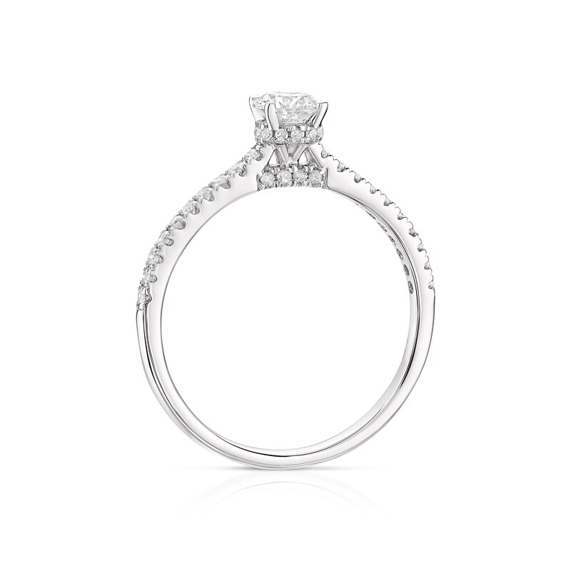 Main Image 3 of 9ct White Gold 0.50ct Diamond Solitaire Stone Set Shoulders Ring