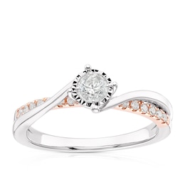 9ct White & Rose Gold 0.33ct Diamond Twist Illusion Solitaire Ring