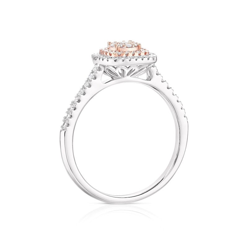 Main Image 3 of 9ct White & Rose Gold 0.20ct Diamond Halo Cluster Ring