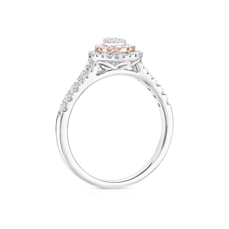 Main Image 3 of 9ct White & Rose Gold 0.25ct Diamond Pear Cluster Ring