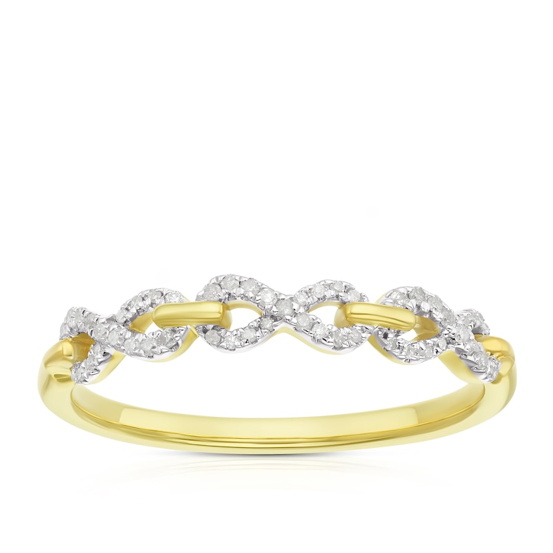 Main Image 1 of 9ct Yellow Gold Diamond Triple Infinity Ring