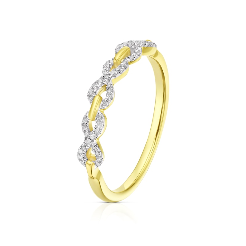 Main Image 2 of 9ct Yellow Gold Diamond Triple Infinity Ring