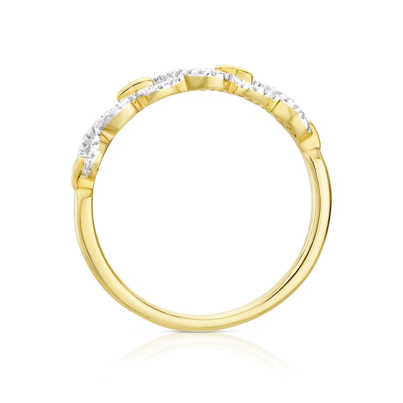 Main Image 3 of 9ct Yellow Gold Diamond Triple Infinity Ring