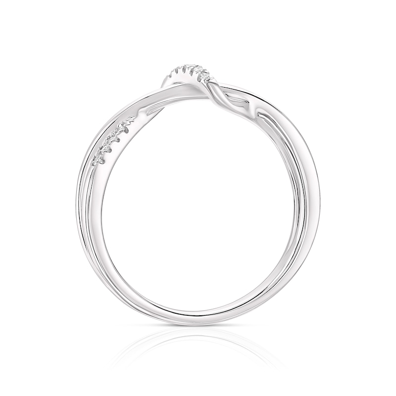 Main Image 3 of 9ct White Gold Diamond Fancy Twist Loop Ring