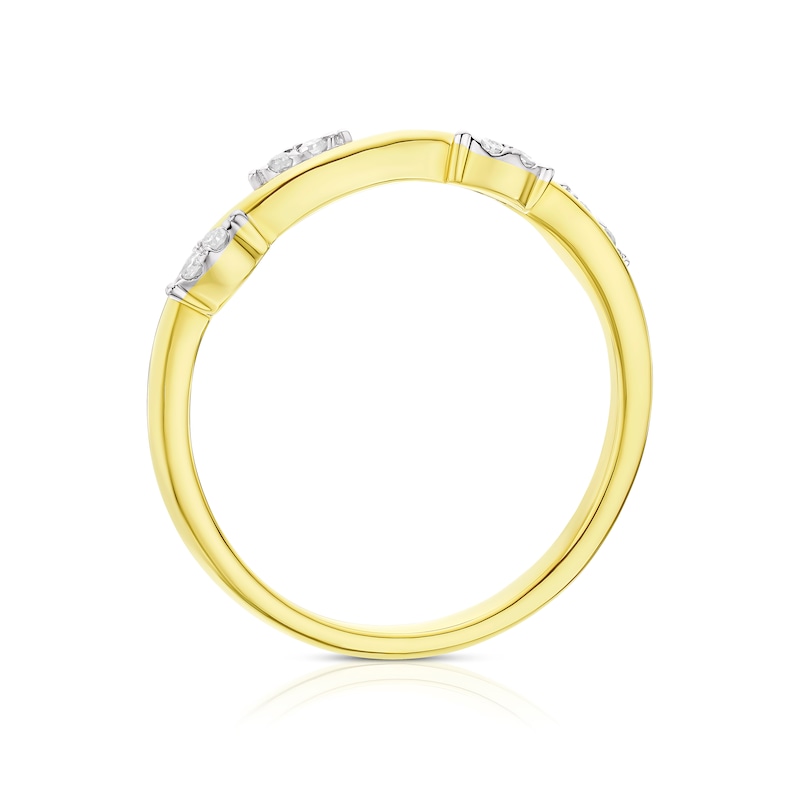 Main Image 3 of 9ct Yellow Gold Diamond Floral Twist Ring