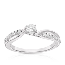 9ct White Gold 0.33ct Diamond Twist Solitaire Ring