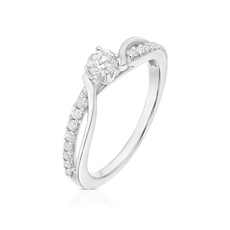 Main Image 2 of 9ct White Gold 0.33ct Diamond Twist Solitaire Ring