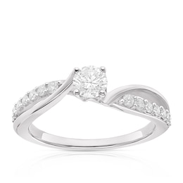 9ct White Gold 0.50ct Diamond Twist Solitaire Ring
