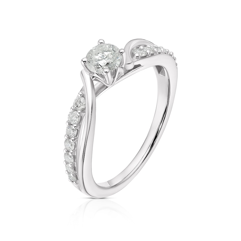 Main Image 2 of 9ct White Gold 0.50ct Diamond Twist Solitaire Ring