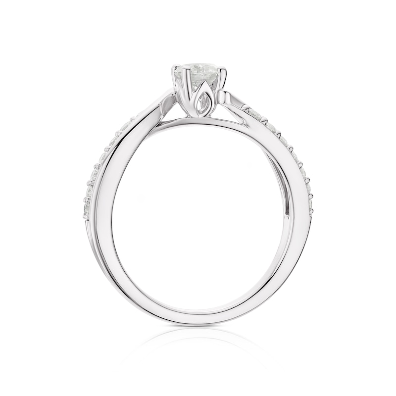 Main Image 3 of 9ct White Gold 0.50ct Diamond Twist Solitaire Ring