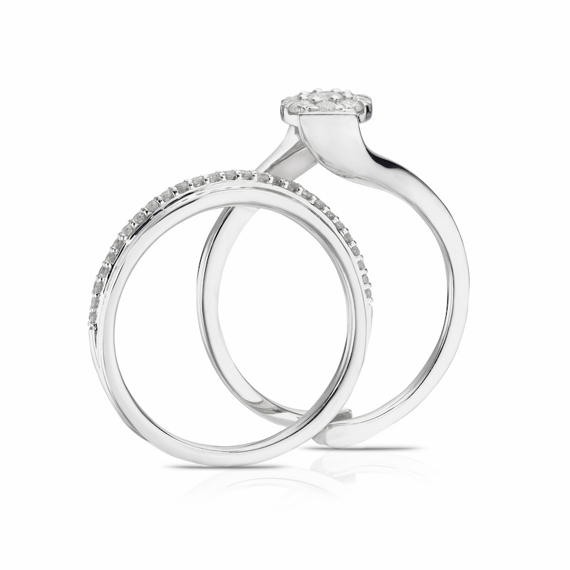 Main Image 3 of Perfect Fit 9ct White Gold 0.33ct Diamond Twist Cluster Bridal Set