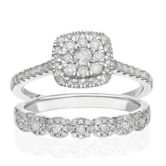Engagement Ring Perfect Fit 9ct White Gold Vintage Cushion B