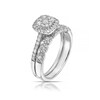 Thumbnail Image 2 of Perfect Fit 9ct White Gold 0.50ct Diamond Vintage Cushion Bridal Set