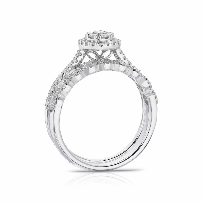 Main Image 3 of Perfect Fit 9ct White Gold 0.50ct Diamond Vintage Round Bridal Set