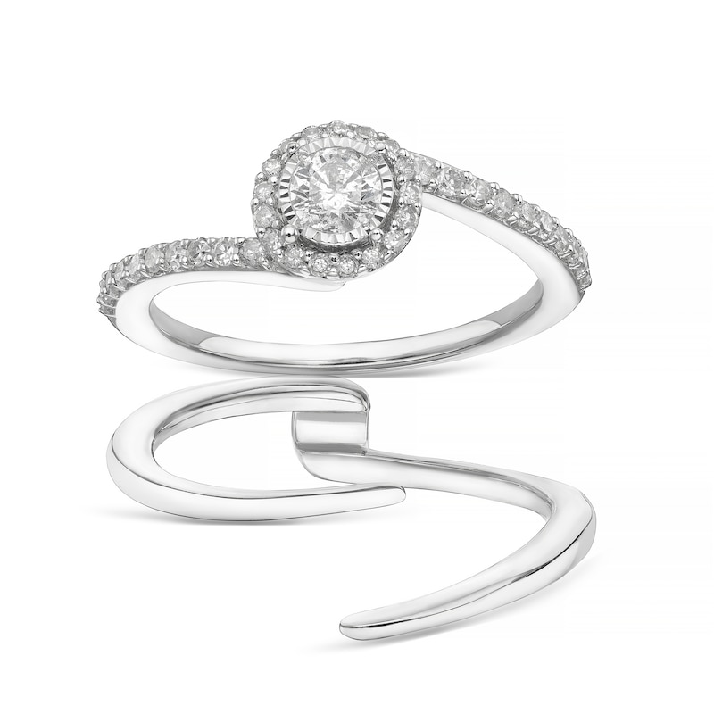 Main Image 1 of Perfect Fit 9ct White Gold 0.40ct Diamond Halo Bridal Set