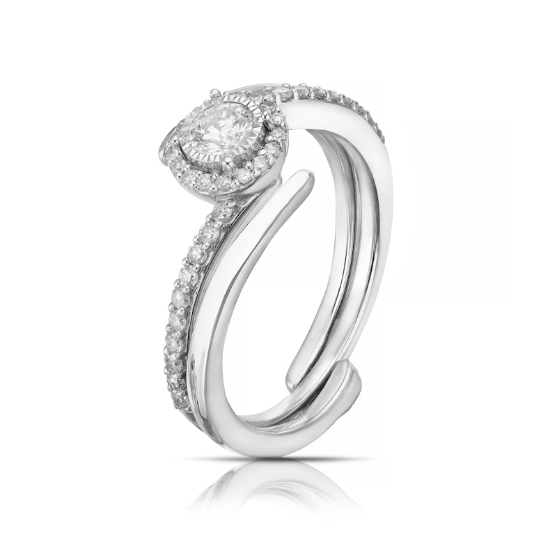 Main Image 2 of Perfect Fit 9ct White Gold 0.40ct Diamond Halo Bridal Set