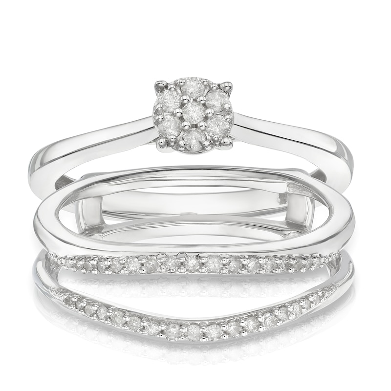 Main Image 1 of Perfect Fit 9ct White Gold 0.20ct Diamond Cluster Insert Ring