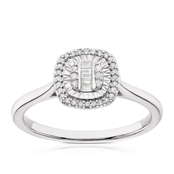 Engagement Ring 9ct White Gold Illusion Cluster Solitaire 0.