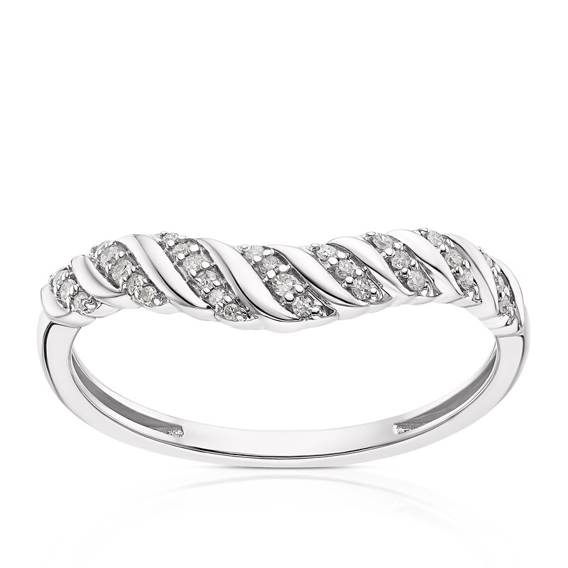 Main Image 1 of 9ct White Gold Diamond Twisted Shaped Ring