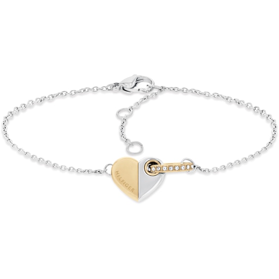 Tommy Hilfiger Women's Two-Tone Gold & Silver Tone Heart Bracelet