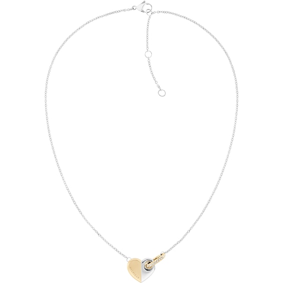 Tommy Hilfiger Ladies Two-Tone Gold and Silver Tone Heart Ne