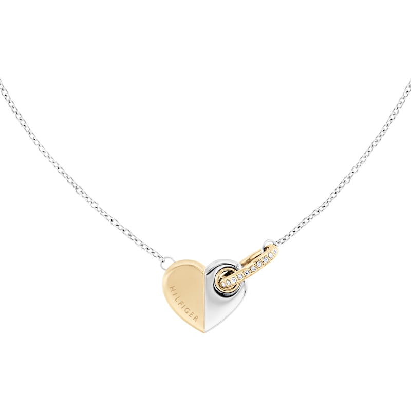 Tommy Hilfiger Ladies' Two-Tone Gold & Silver Tone Heart Necklace