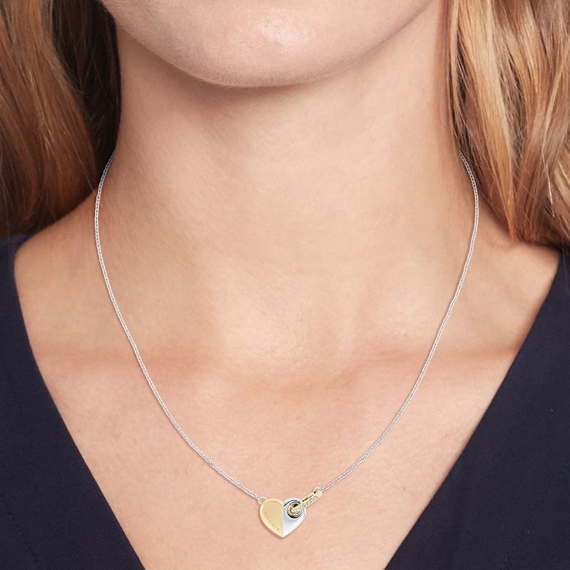 Main Image 3 of Tommy Hilfiger Ladies' Two-Tone Gold & Silver Tone Heart Necklace