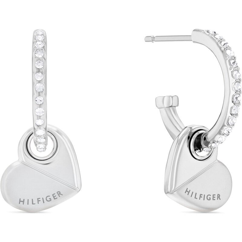 Main Image 1 of Tommy Hilfiger Ladies' Stainless Steel Heart Drop Hoop Earrings