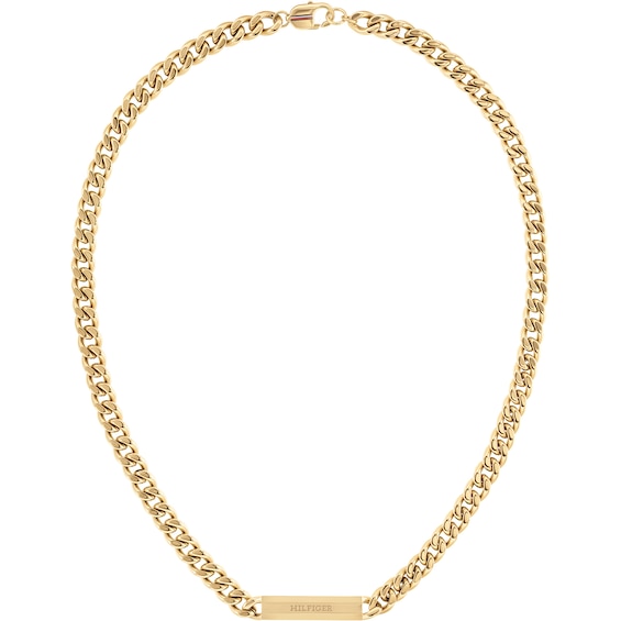 Tommy Hilfiger Mens Gold Tone Curb Chain Necklace