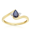 Thumbnail Image 0 of 9ct Yellow Gold Pear-Shaped Blue Sapphire & Diamond Twist Ring