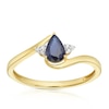 Thumbnail Image 1 of 9ct Yellow Gold Pear-Shaped Blue Sapphire & Diamond Twist Ring