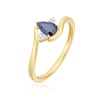 Thumbnail Image 1 of 9ct Yellow Gold Pear-Shaped Blue Sapphire & Diamond Twist Ring