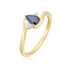 Thumbnail Image 2 of 9ct Yellow Gold Pear-Shaped Blue Sapphire & Diamond Twist Ring