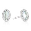 Thumbnail Image 1 of Sterling Silver Oval Aquamarine & Diamond Halo Earrings