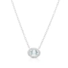 Thumbnail Image 1 of Sterling Silver Oval Aquamarine & Diamond Halo Pendant Necklace