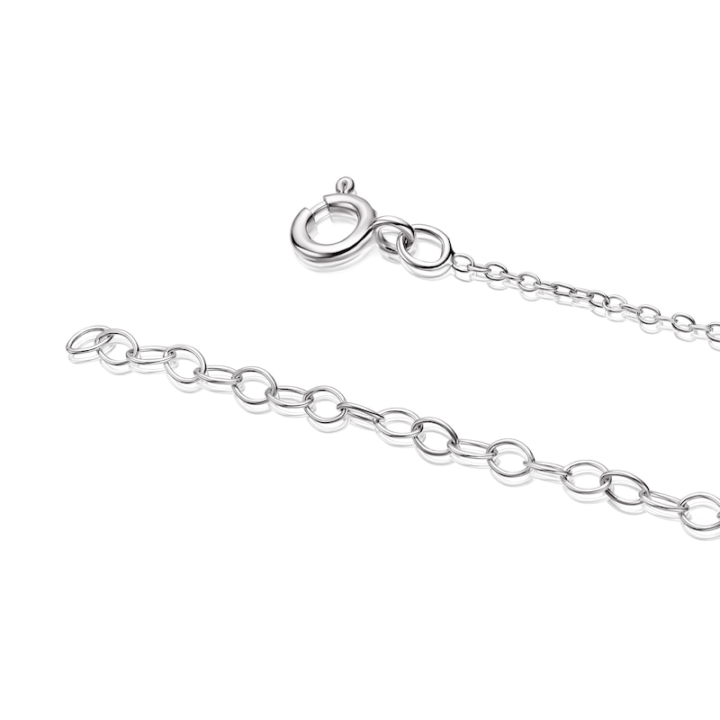 Main Image 3 of Sterling Silver Oval Aquamarine & Diamond Halo Pendant Necklace