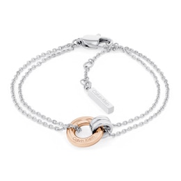 Calvin Klein Ladies' Two Tone Stainless Steel & Rose Gold Circle Double Chain Bracelet
