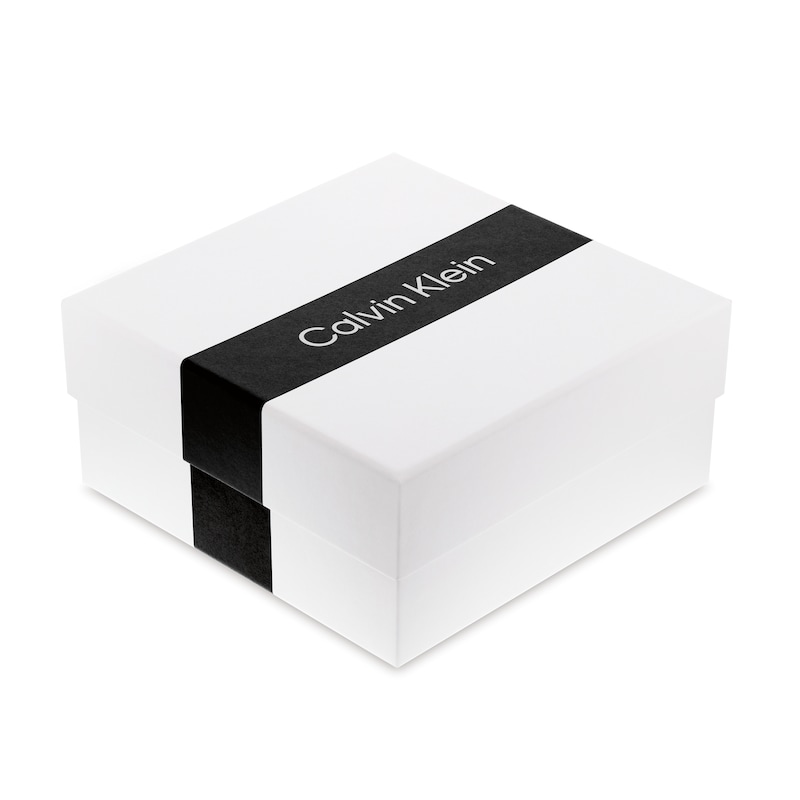 Calvin Klein Men's Stainless Steel & Black Leather Bracelet