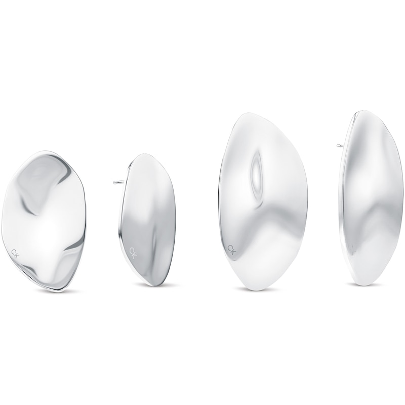 Calvin Klein Ladies' Stainless Steel Sculptural 2 Size Studs