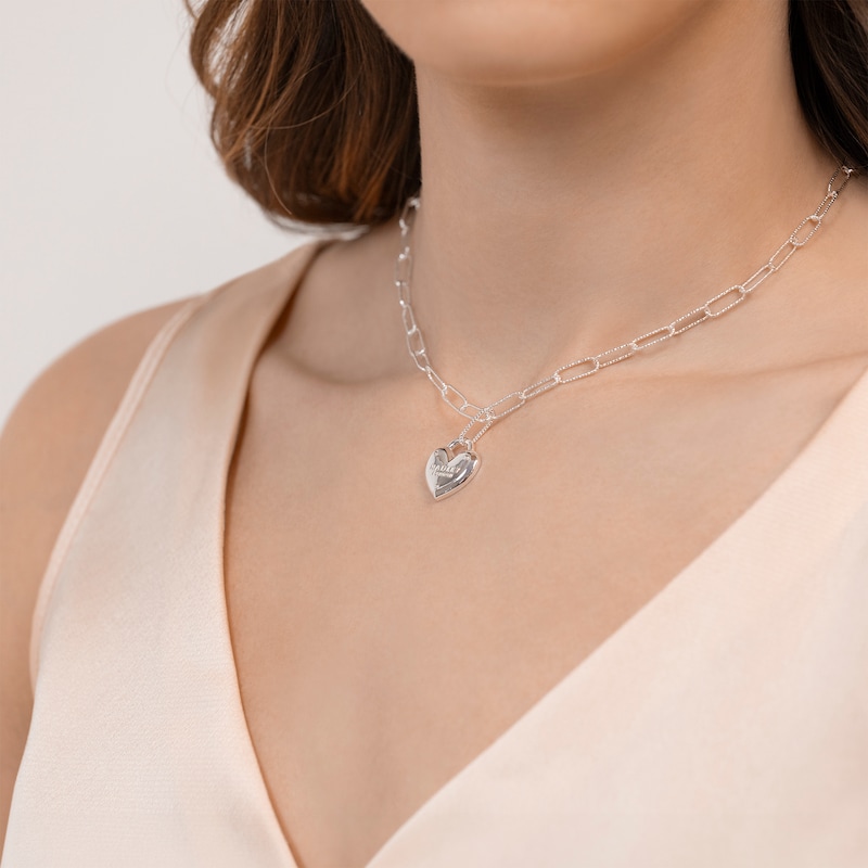 Main Image 4 of Radley Ladies' Silver Tone Heart Padlock Charm Necklace