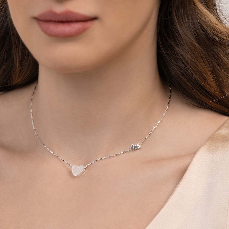 Main Image 4 of Radley Sterling Silver Mother Of Pearl Heart & Jumping Dog Necklace