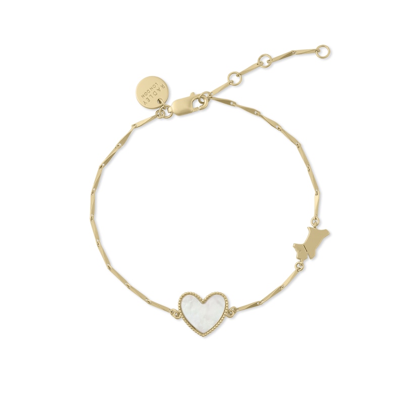 Main Image 1 of Radley 18ct Gold Plated Mother Of Pearl Heart & Jumping Dog Bracelet