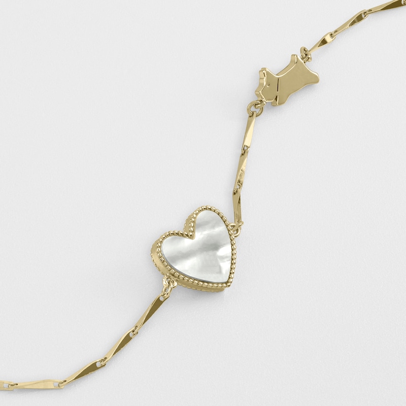 Main Image 2 of Radley 18ct Gold Plated Mother Of Pearl Heart & Jumping Dog Bracelet
