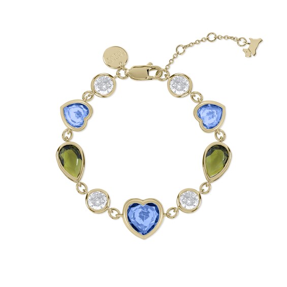 Radley Women's 18ct Pale Gold Plated Multicolour Heart & Stone Set Bracelet