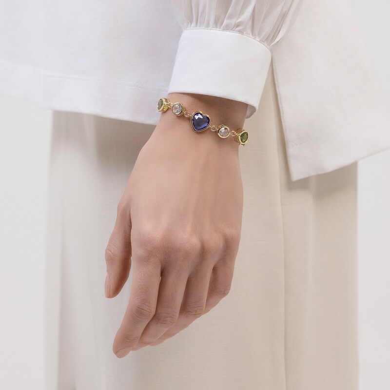 Main Image 3 of Radley Ladies' 18ct Pale Gold Plated Multicolour Heart & Stone Set Bracelet