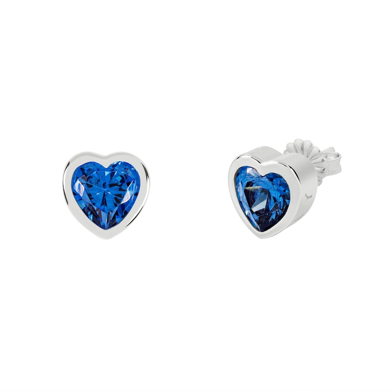 Radley Ladies' Sterling Silver Blue Stone Heart Stud Earrings