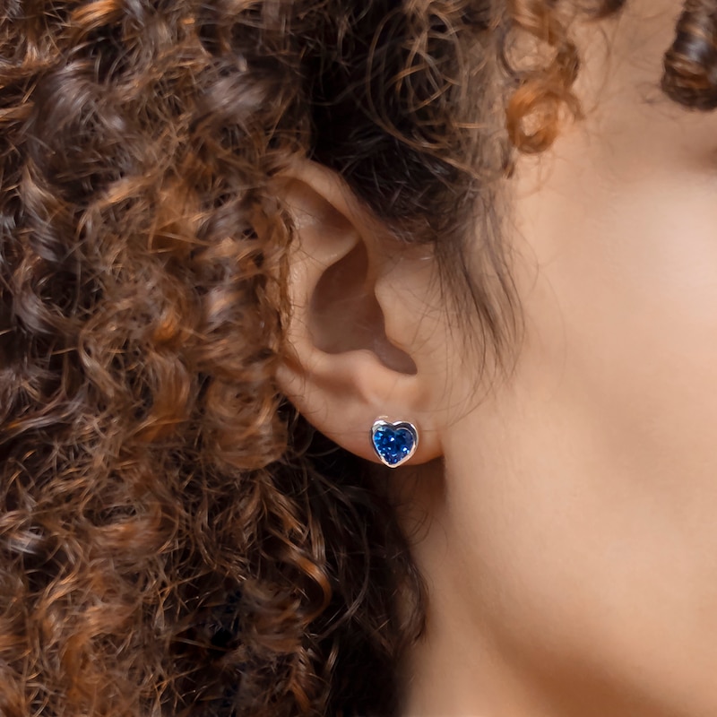 Main Image 4 of Radley Ladies' Sterling Silver Blue Stone Heart Stud Earrings