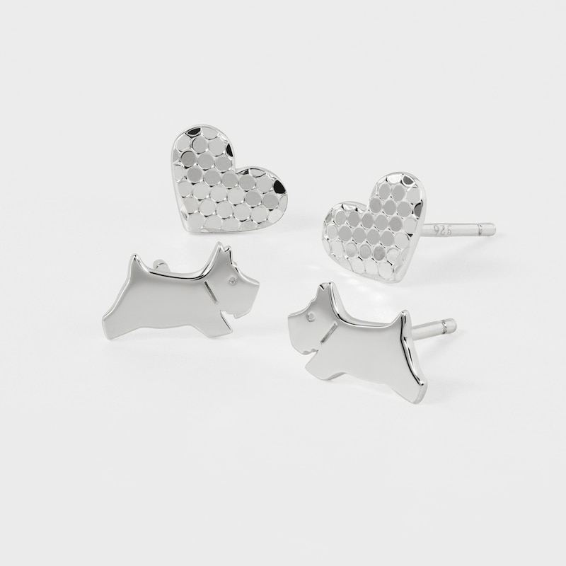 Main Image 2 of Radley Sterling Silver Tone Twin Pack Dog & Heart Earrings