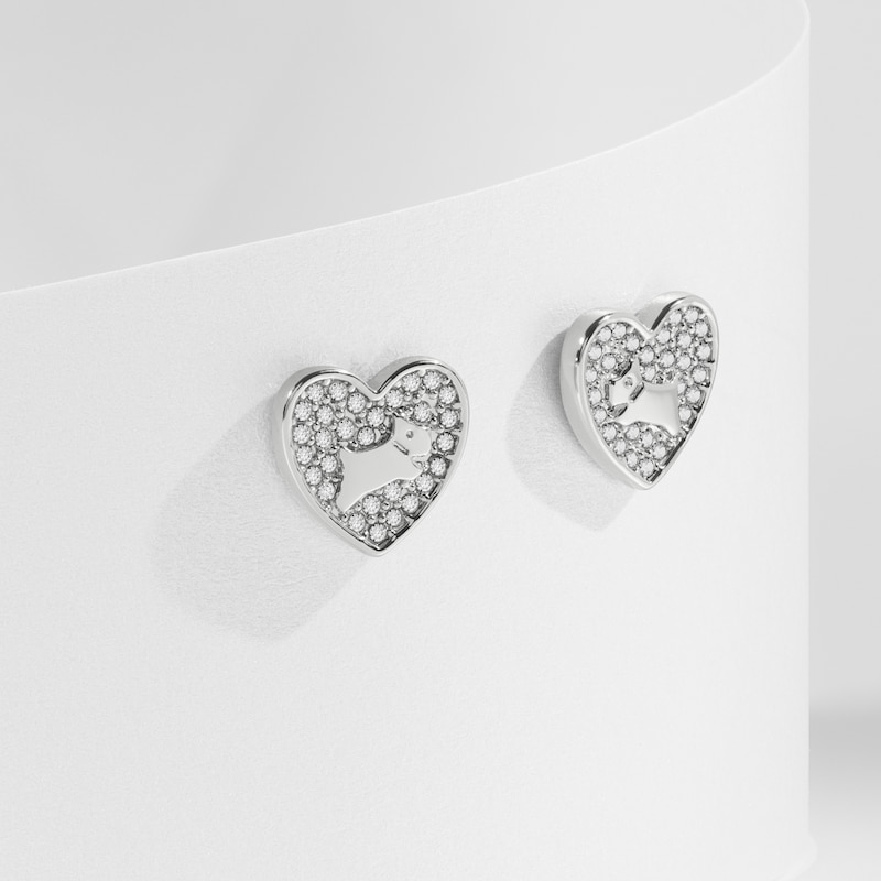 Main Image 2 of Radley Silver Tone Pavé Stone Set Heart Stud Earrings