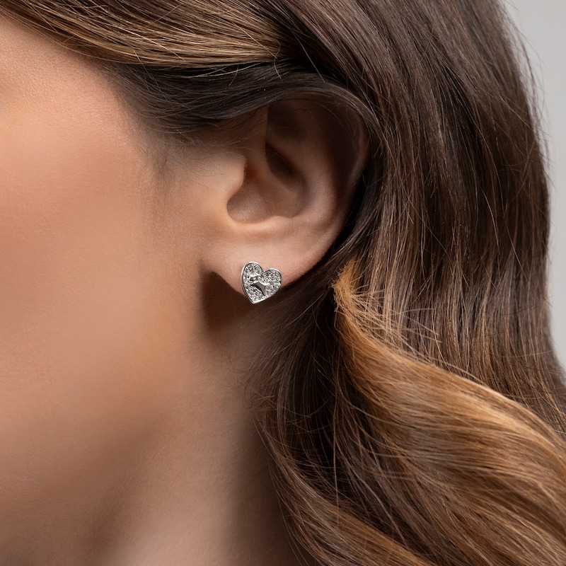 Main Image 3 of Radley Silver Tone Pavé Stone Set Heart Stud Earrings